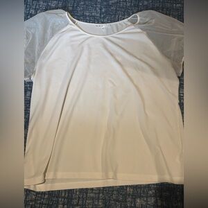 Cleo white top with sheer sleeves - XXL